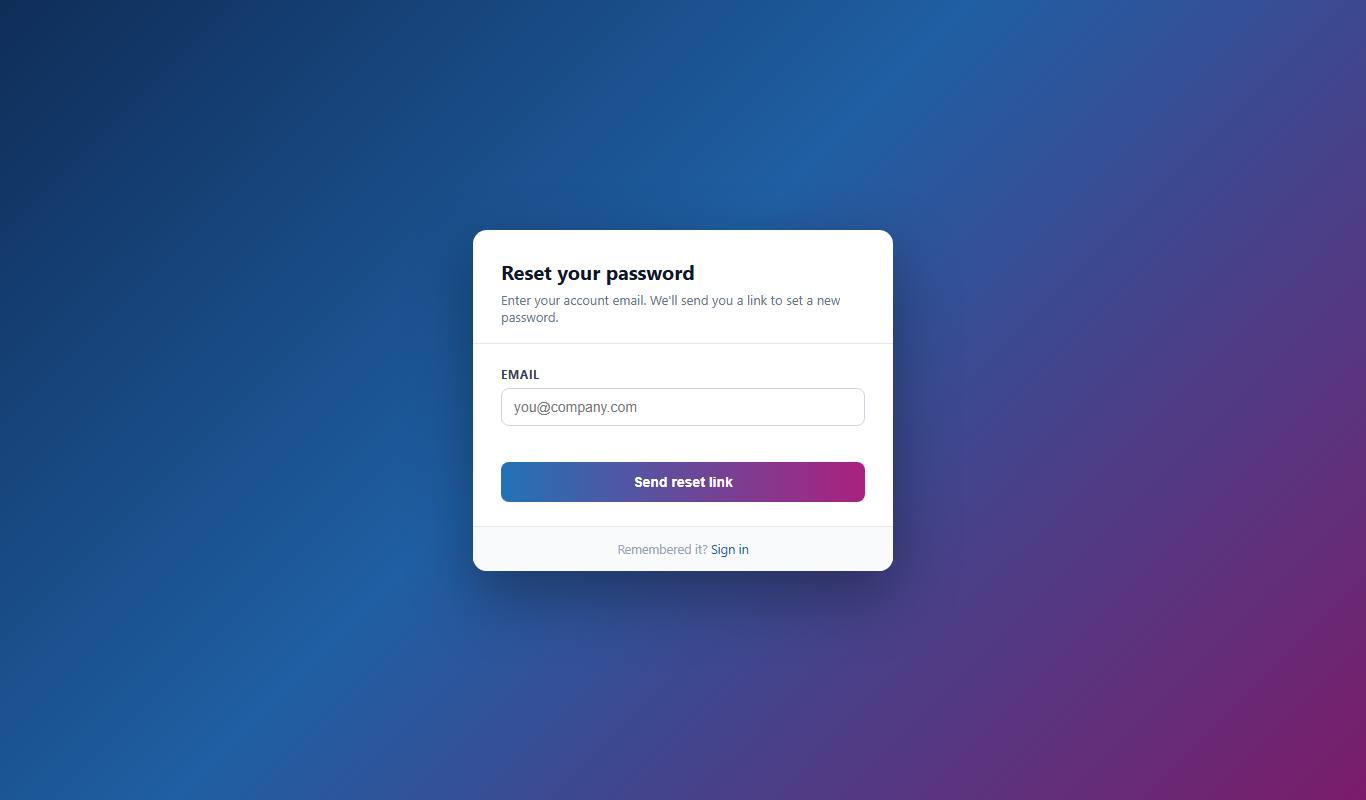The Reset your password page