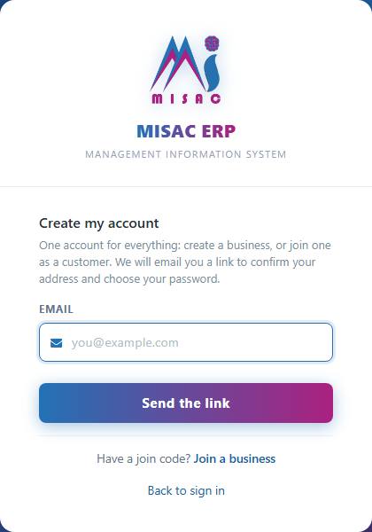 The Create my account form