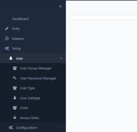 The Setup > User menu with User Group Manager and Access Roles